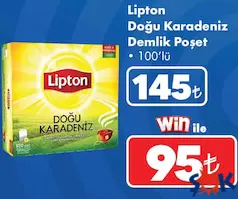 LİPTON DOĞU KARADENİZ DEMLİK POŞET ÇAY 100'LÜ fiyat ve kampanya bilgisi